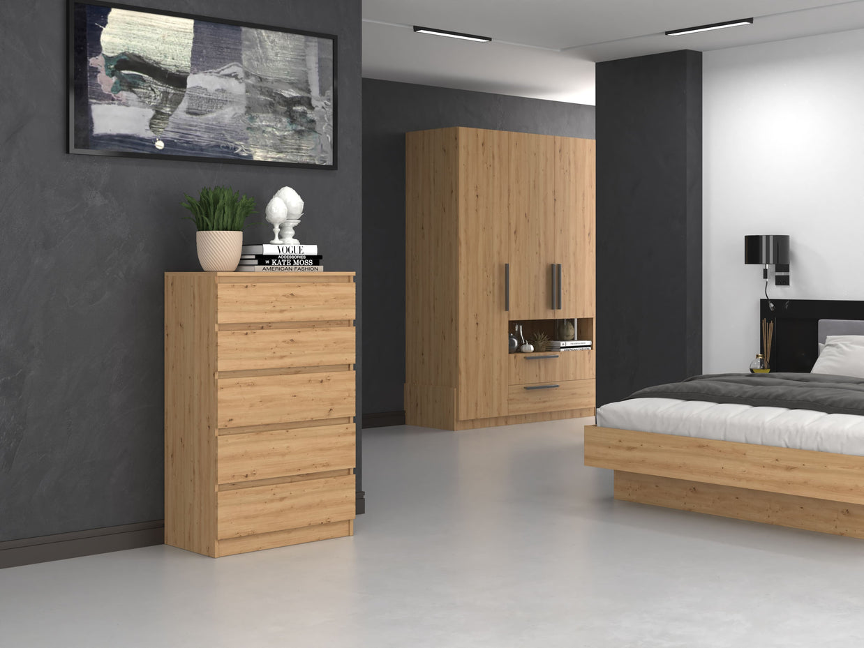 KOMODA SZAFKA 5 SZUFLAD M5 DĄB ARTISAN