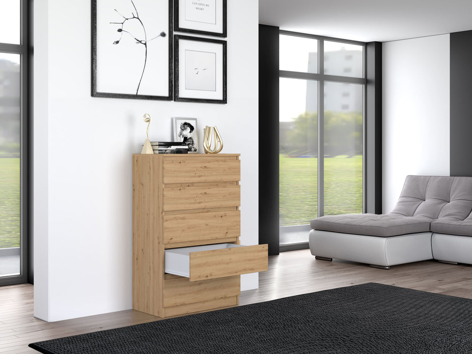 KOMODA SZAFKA 5 SZUFLAD M5 DĄB ARTISAN