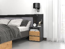 SZAFKA NOCNA MALWA M1 - ANTRACYT / DĄB ARTISAN