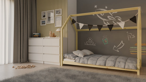 ŁÓŻKO DZIECIĘCE BELLA "DOMEK" 180 NATURALNE BEZ SZUFLADY BEZ MATERACA 180/80