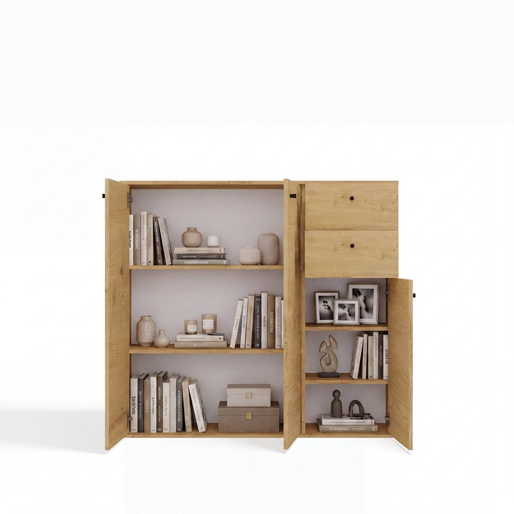 KOMODA FRAN DĄB ARTISAN 120 Cm 3 Drzwi 2 Szuflady 30 Cm Do Salonu Sypialni