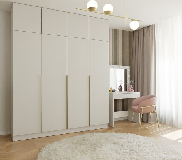 Szafa SENSO 4D Z NADSTAWKĄ Wysoka KASZMIR Drzwi Złote Uchwyty 250x200 Cm