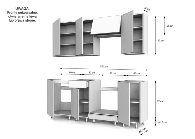 KUCHNIA VARIO 200CM RYFLOWANY KASZMIR/EVOKE C10/BLAT DISTRICT Z AGD