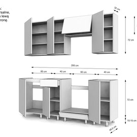 KUCHNIA VARIO 200CM RYFLOWANY ARTISAN/SZARY AKRYL POŁYSK C10/BLAT EVOKE BEZ AGD