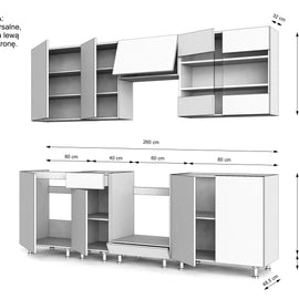 KUCHNIA VARIO 260CM RYFLOWANY ARTISAN/BIAŁY AKRYL POŁYSK C10/BLAT DISTRICT Z AGD