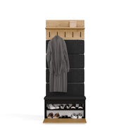 WIESZAK + SZAFKA Na Buty LIOR CZERŃ / DĄB ARTISAN 202.5x80x35 Cm Przedpokój