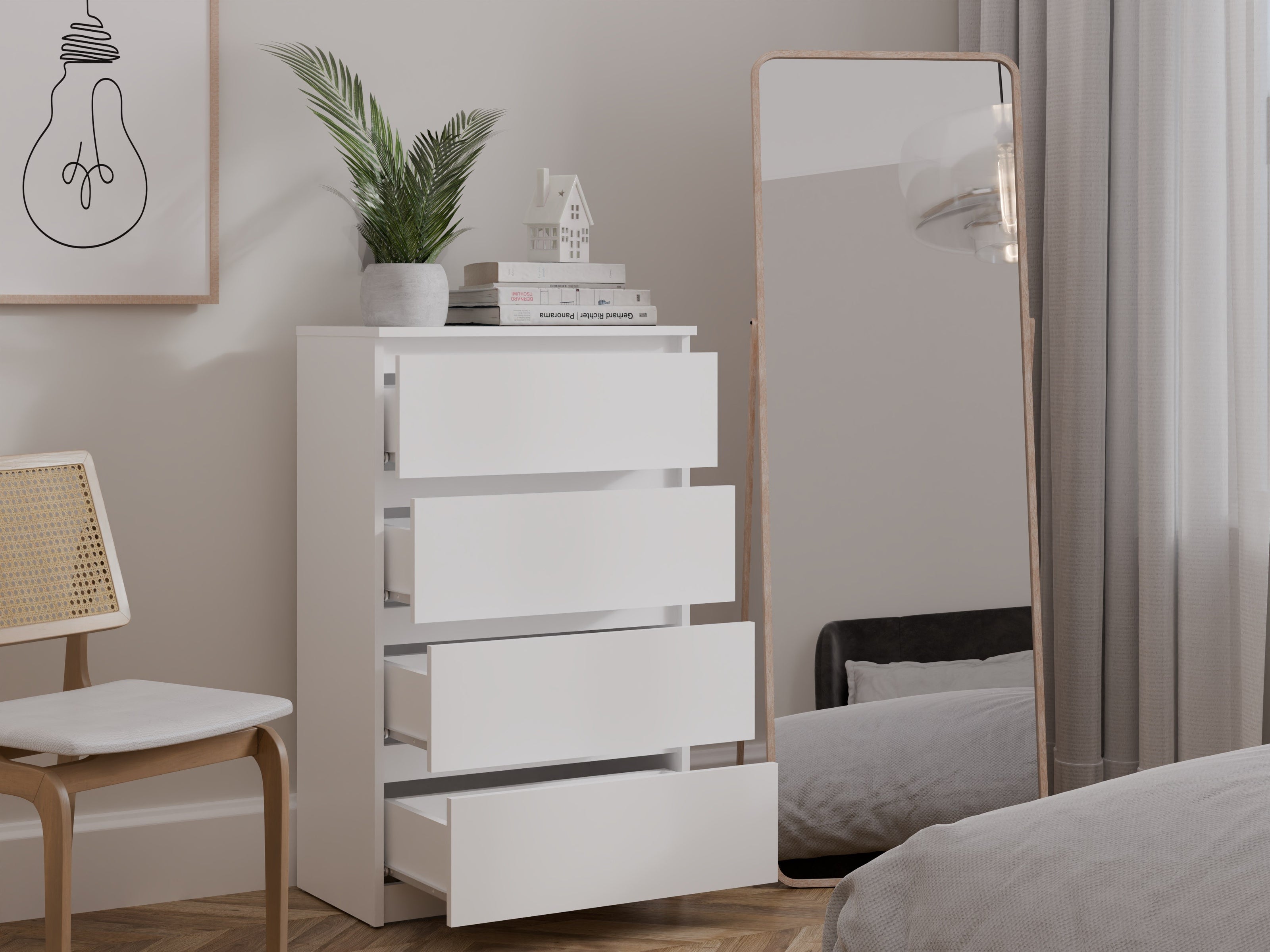 KOMODA SZAFKA 4 SZUFLADY MALWA M4 60 BIAŁY