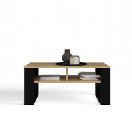 STOLIK KAWOWY ŁAWA MODERN 2P SLIM DĄB ARTISAN CZERŃ LAMELE