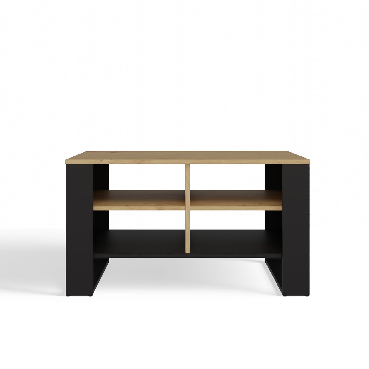 STOLIK KAWOWY ŁAWA MODERN 4P SLIM DĄB ARTISAN CZERŃ FREZY