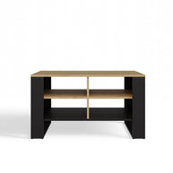 STOLIK KAWOWY ŁAWA MODERN 4P SLIM DĄB ARTISAN CZERŃ FREZY