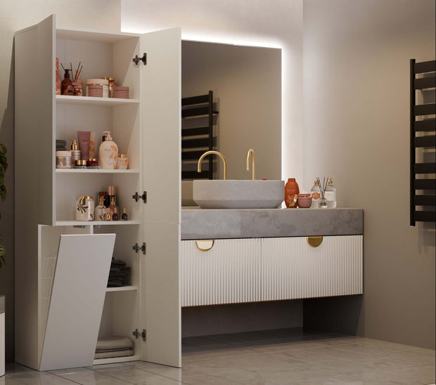 SZAFKA ŁAZIENKOWA SŁUPEK NEL DD 1K KOSZ KASZMIR BEŻ