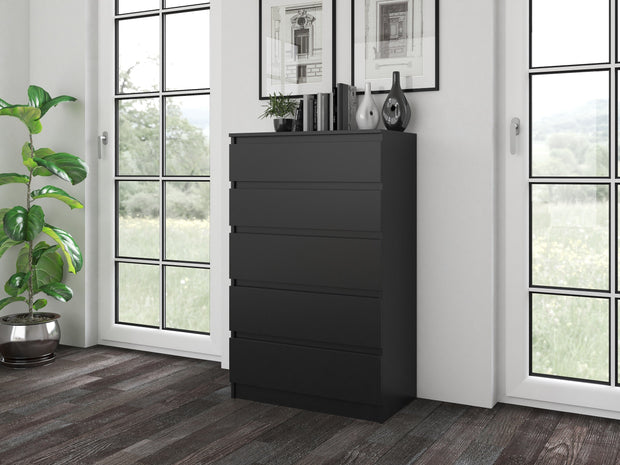 KOMODA SZAFKA 5 SZUFLAD M5 CZERŃ