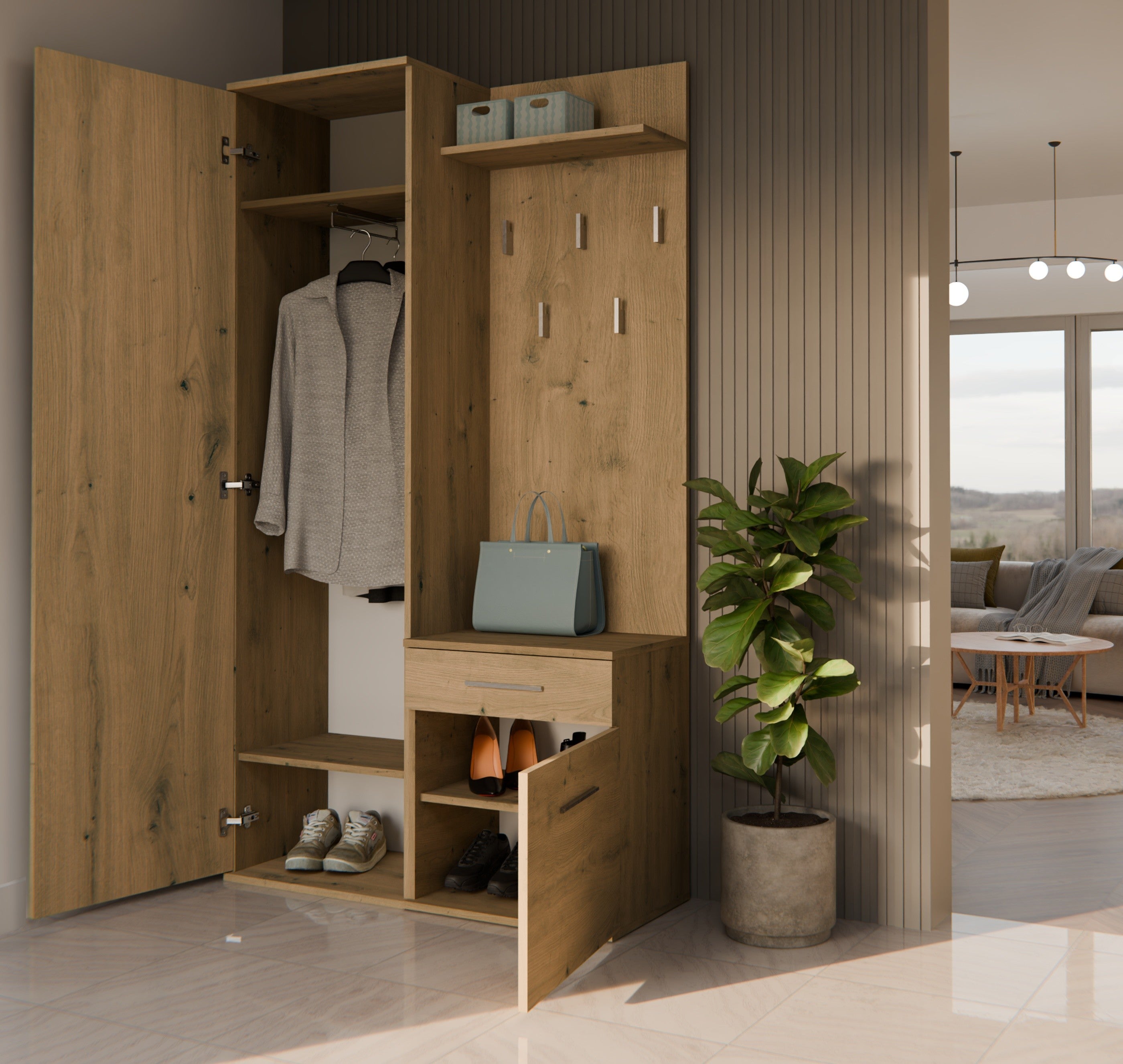 GARDEROBA DUO DĄB ARTISAN