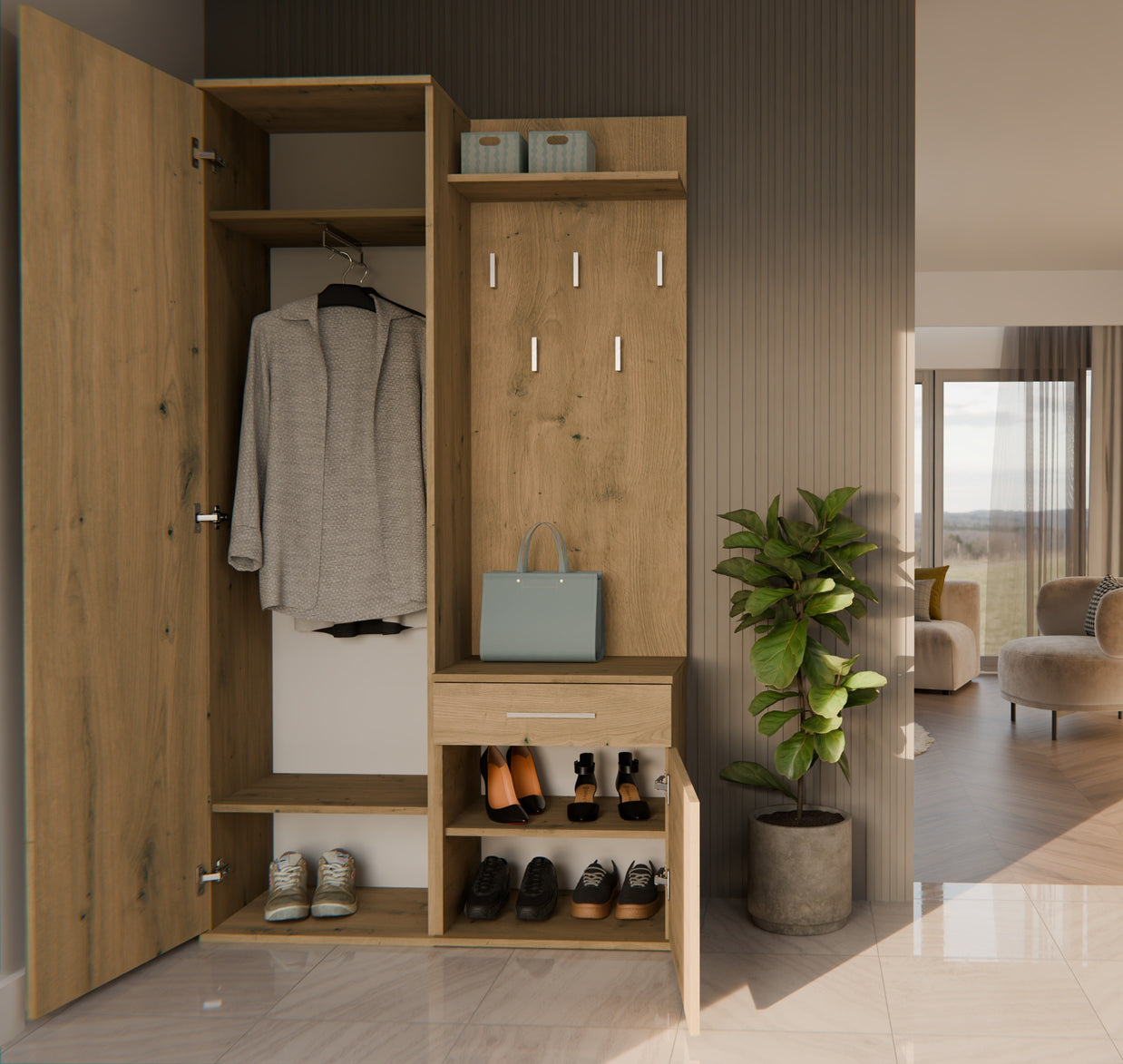 GARDEROBA DUO DĄB ARTISAN