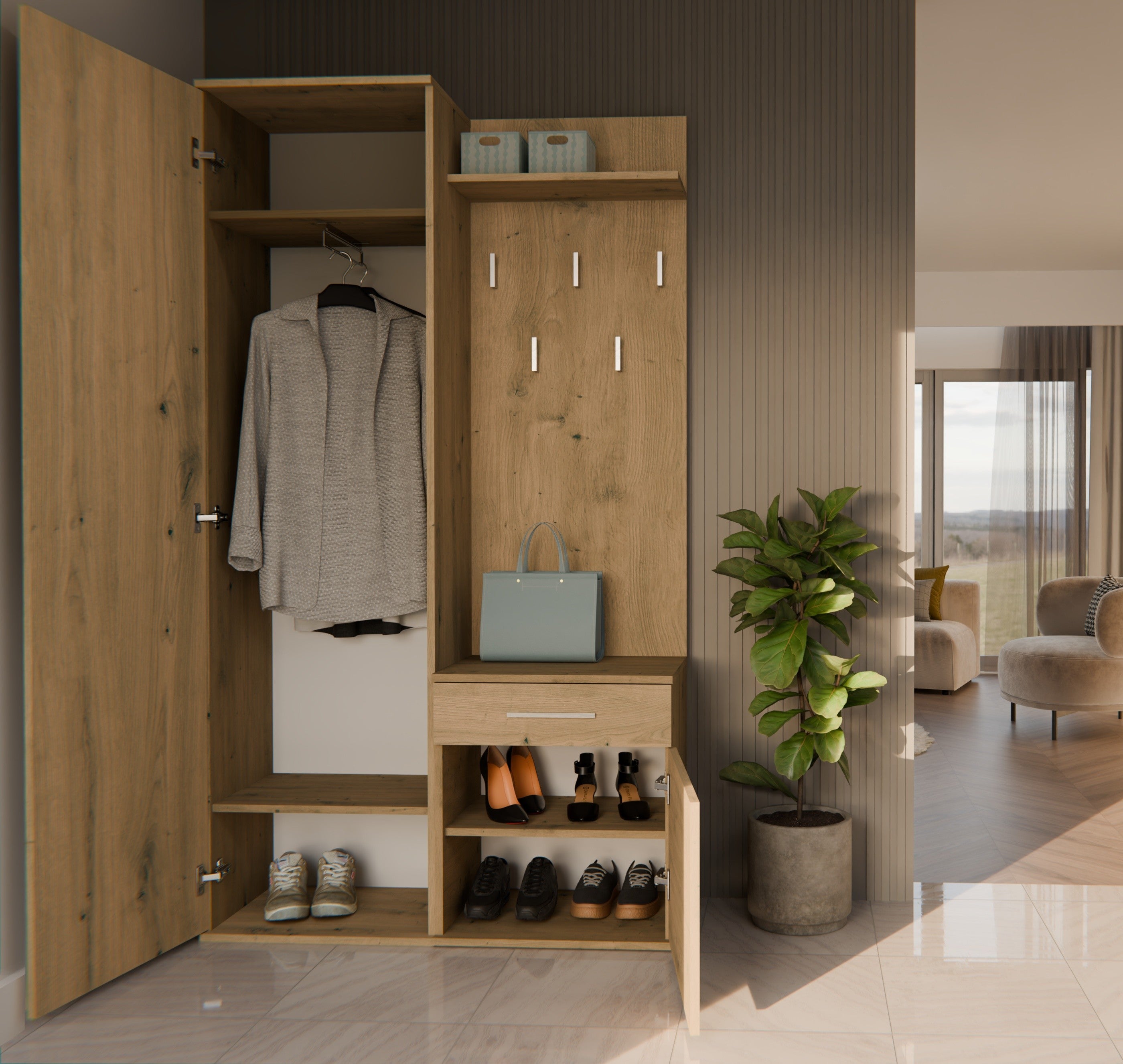 GARDEROBA DUO DĄB ARTISAN