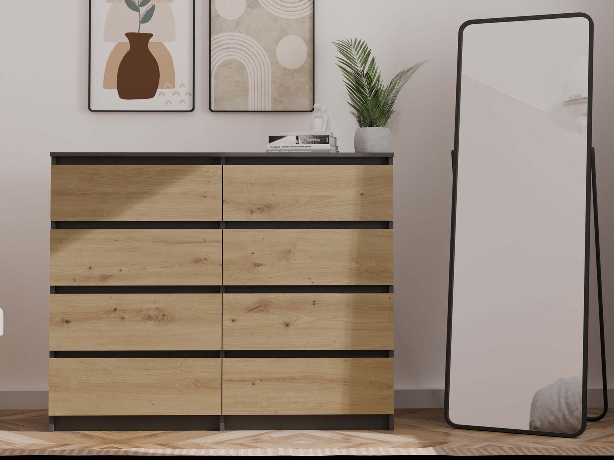KOMODA MALWA M8 120 ANTRACYT / DĄB ARTISAN