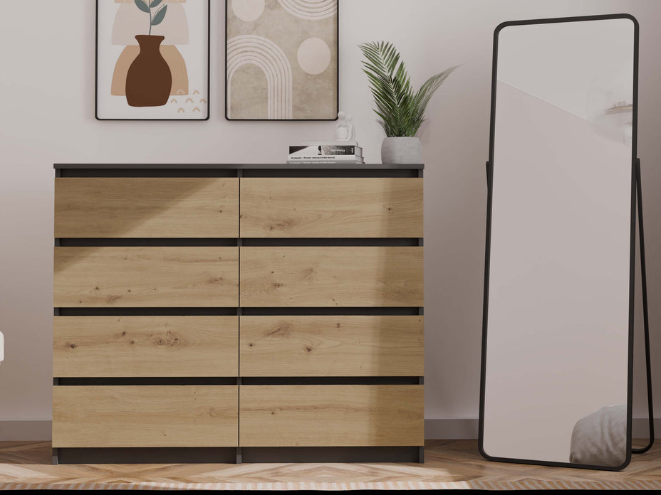 KOMODA MALWA M8 120 ANTRACYT / DĄB ARTISAN