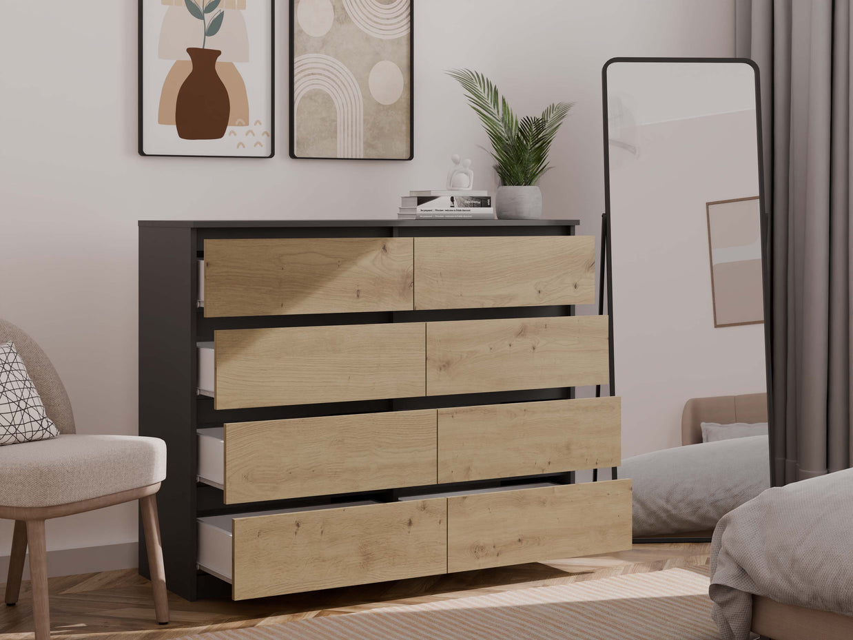 KOMODA MALWA M8 120 ANTRACYT / DĄB ARTISAN