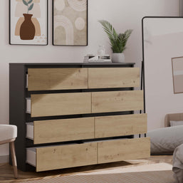 KOMODA MALWA M8 120 ANTRACYT / DĄB ARTISAN