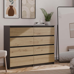 KOMODA MALWA M8 120 ANTRACYT / DĄB ARTISAN