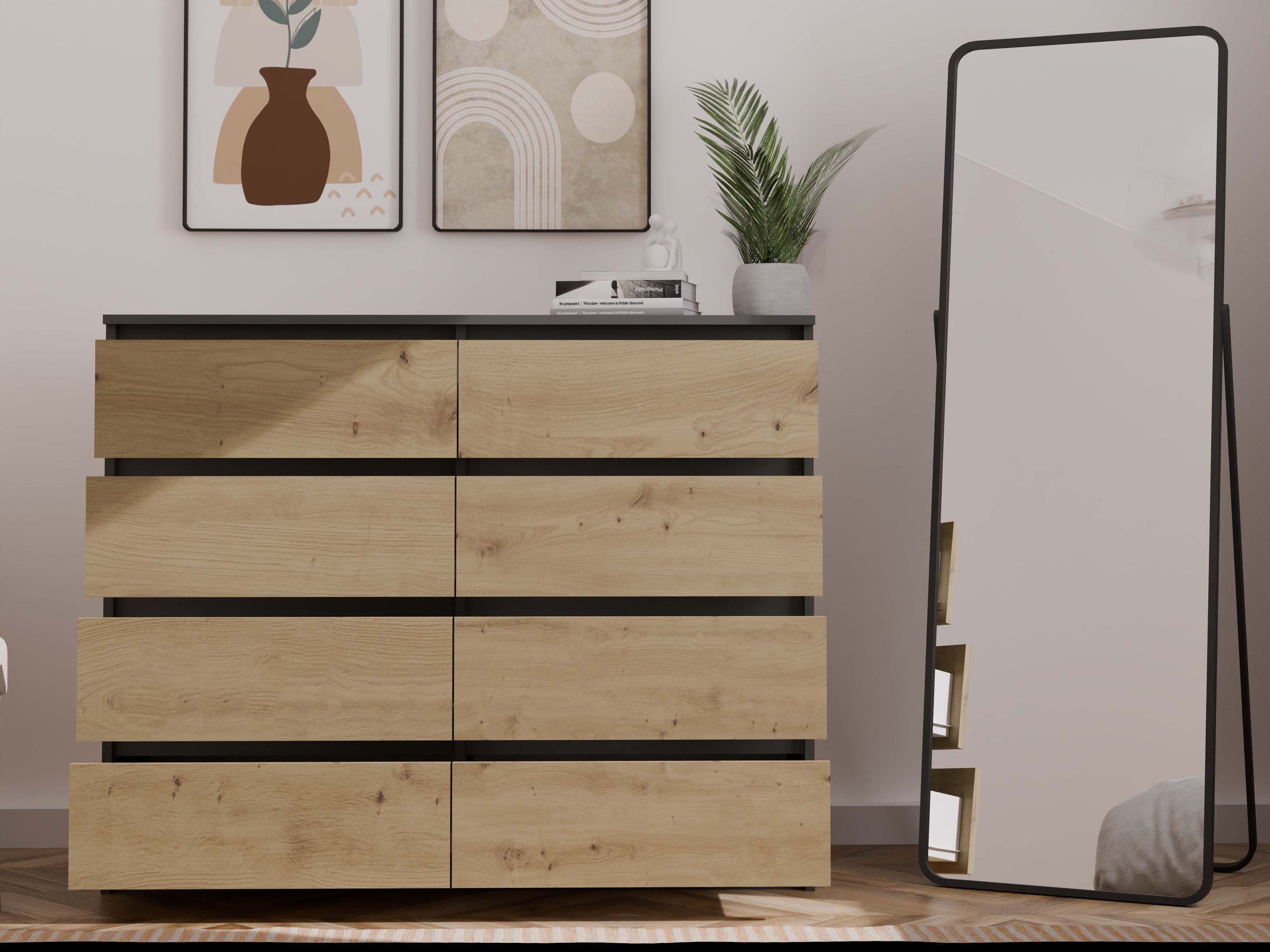 KOMODA MALWA M8 120 ANTRACYT / DĄB ARTISAN