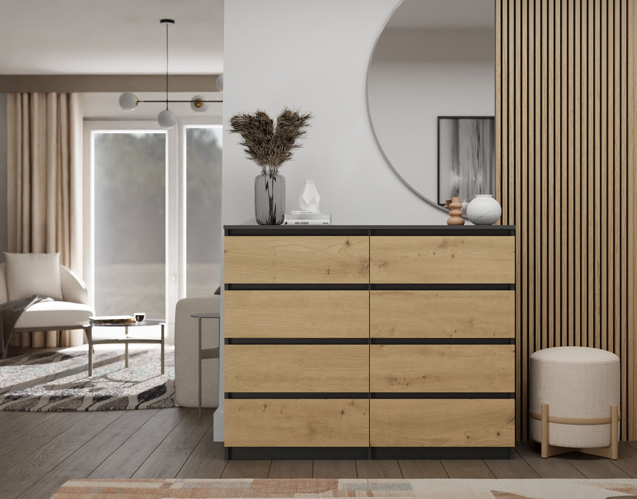 KOMODA MALWA M8 120 ANTRACYT / DĄB ARTISAN