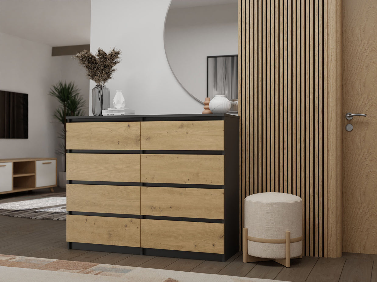 KOMODA MALWA M8 120 ANTRACYT / DĄB ARTISAN