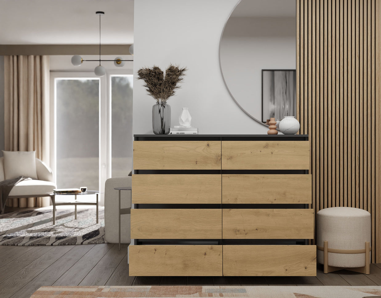 KOMODA MALWA M8 120 ANTRACYT / DĄB ARTISAN