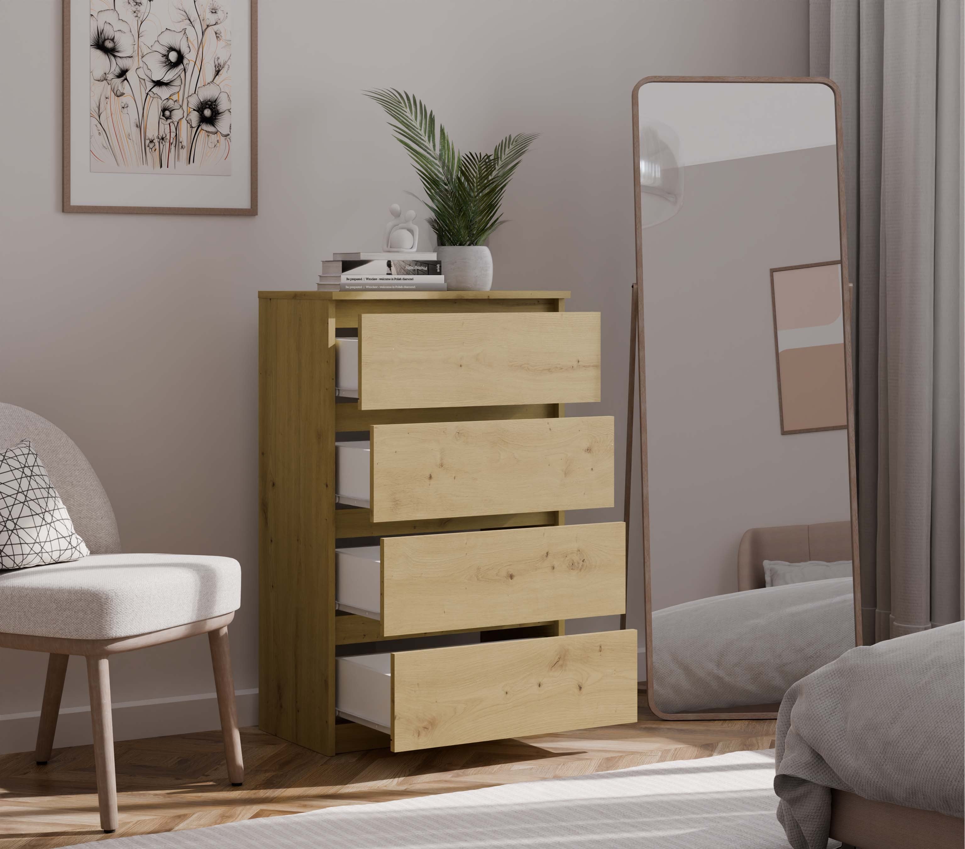 KOMODA SZAFKA 4 SZUFLADY M4 DĄB ARTISAN