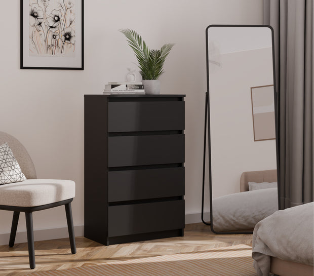 KOMODA SZAFKA 4 SZUFLADY M4 CZERŃ