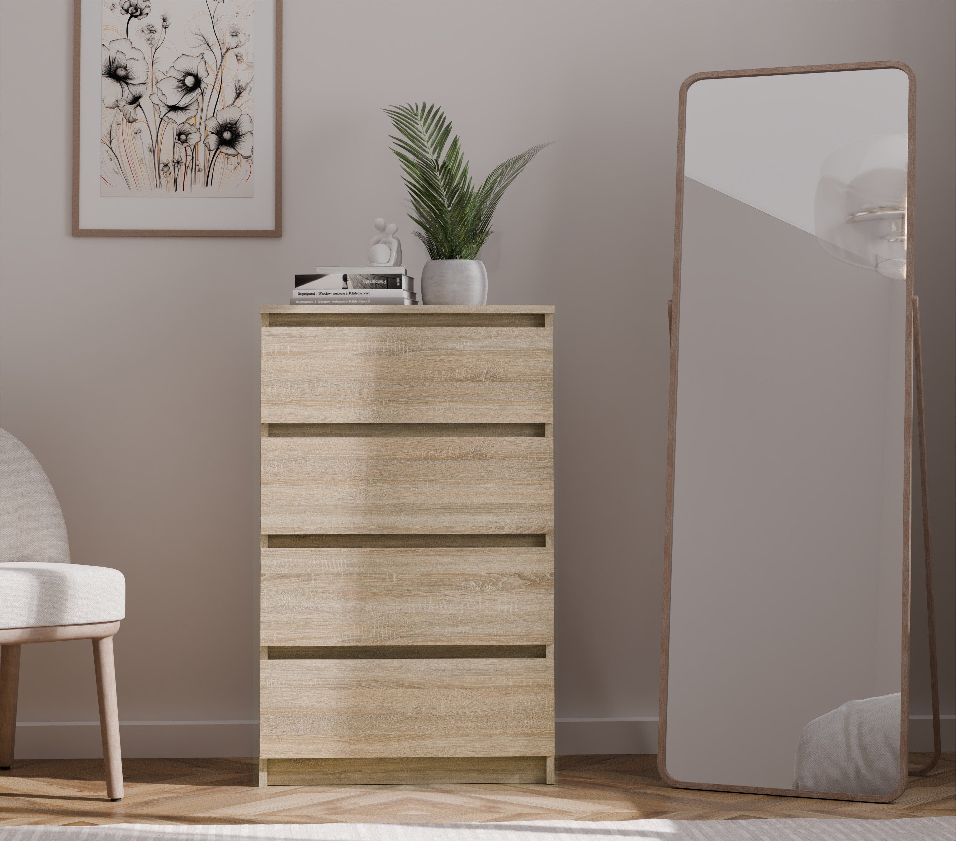 KOMODA SZAFKA 4 SZUFLADY M4 DĄB SONOMA