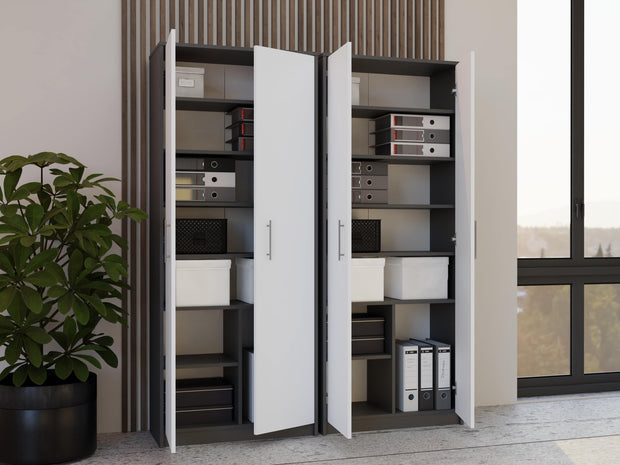 REGAŁ BIUROWY ZAMYKANY OLIV 2D ANTRACYT BIAŁY