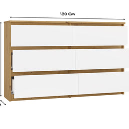 KOMODA MALWA M6 120 DĄB ARTISAN / BIAŁY