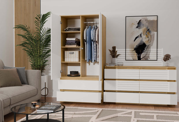 SZAFA GARDEROBA SS-90 DĄB ARTISAN / BIAŁY