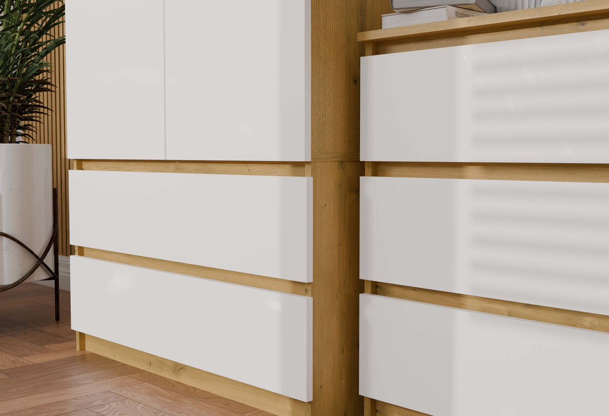 SZAFA GARDEROBA SS-90 DĄB ARTISAN / BIAŁY