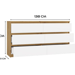 KOMODA MALWA M6 140 DĄB ARTISAN / BIAŁY