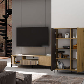 WITRYNA KAMARO 2DD SLIM/GŁ DĄB ARTISAN LAMELE FRONT RYFLOWANY + GŁADKI