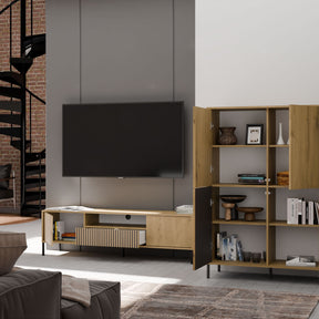 WITRYNA KAMARO 4DK SLIM/GŁ DĄB ARTISAN LAMELE FRONT RYFLOWANY + GŁADKI