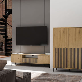 WITRYNA KAMARO 4DK SLIM/GŁ DĄB ARTISAN LAMELE FRONT RYFLOWANY + GŁADKI