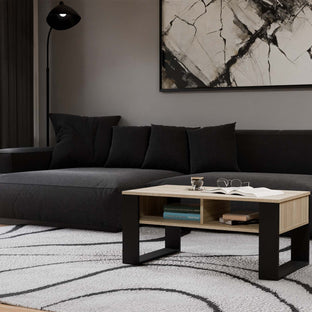 STOLIK KAWOWY ŁAWA MODERN 2P DĄB SONOMA CZERŃ