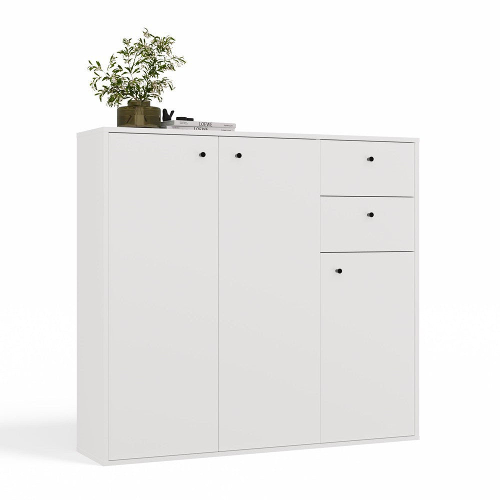 KOMODA FRAN BIAŁY 120 Cm Szafka 3 Drzwi 2 Szuflady 30 Cm Do Salonu Sypialni
