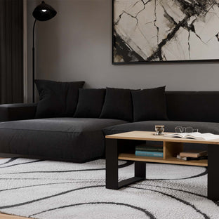 STOLIK KAWOWY ŁAWA MODERN 2P SLIM DĄB ARTISAN CZERŃ LAMELE