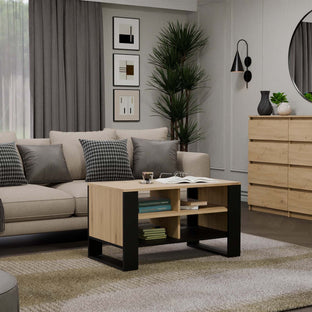 STOLIK KAWOWY ŁAWA MODERN 4P DĄB ARTISAN CZERŃ