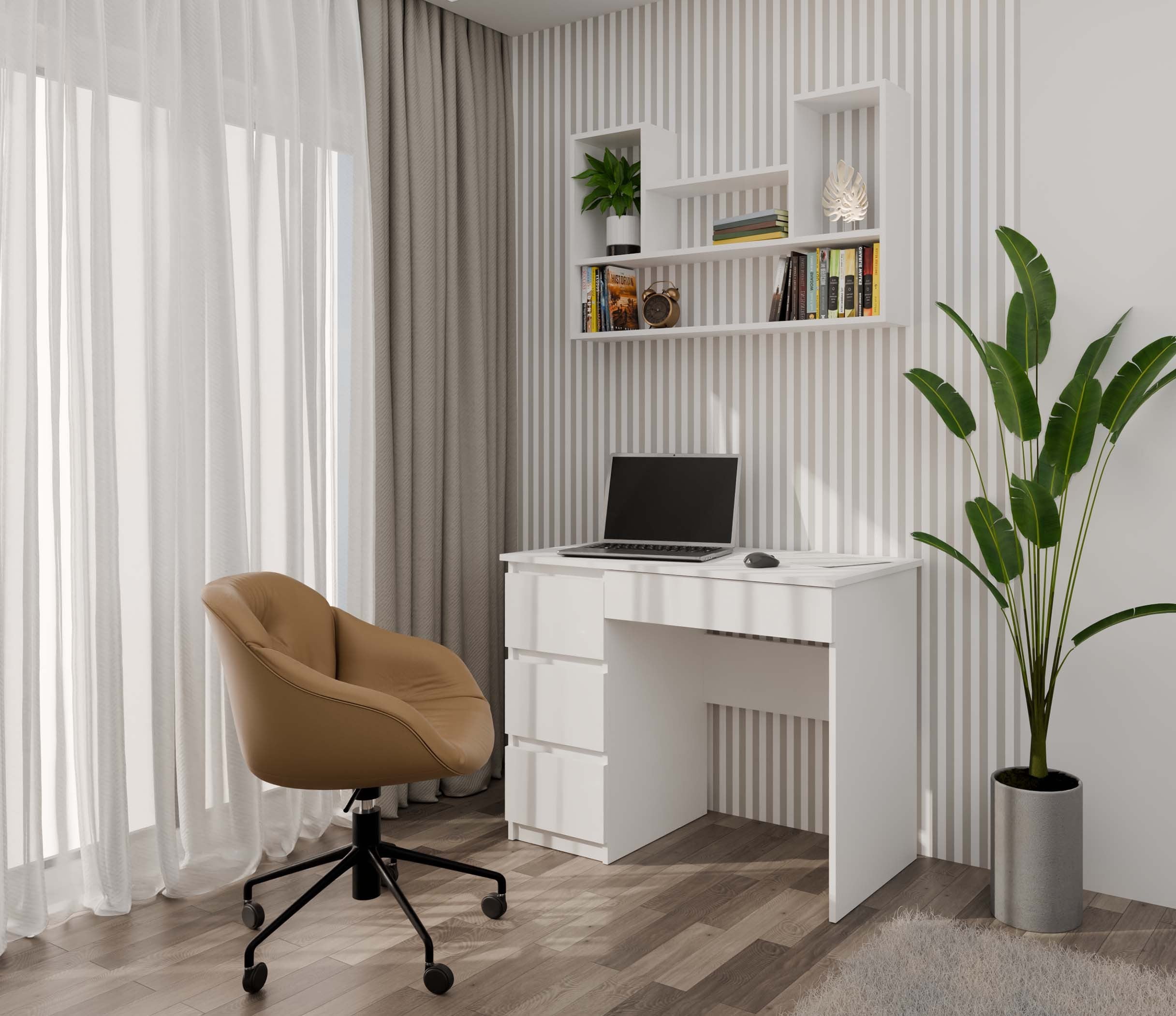 REGAŁ WISZĄCY ŚCIENNY PÓŁKI BILBAO 4P BIEL MAT