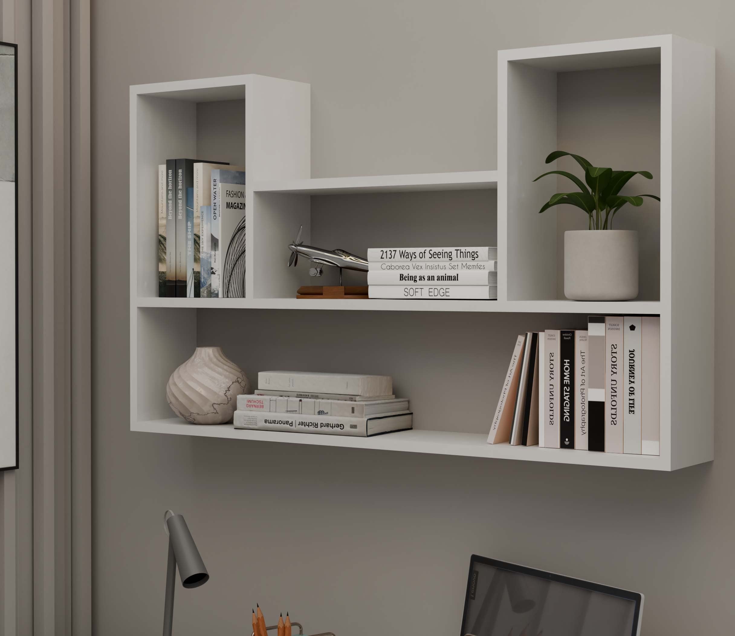 REGAŁ WISZĄCY ŚCIENNY PÓŁKI BILBAO 4P BIEL MAT