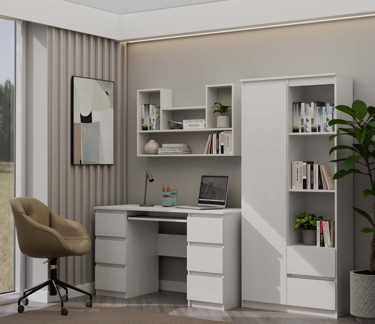 REGAŁ WISZĄCY ŚCIENNY PÓŁKI BILBAO 4P BIEL MAT