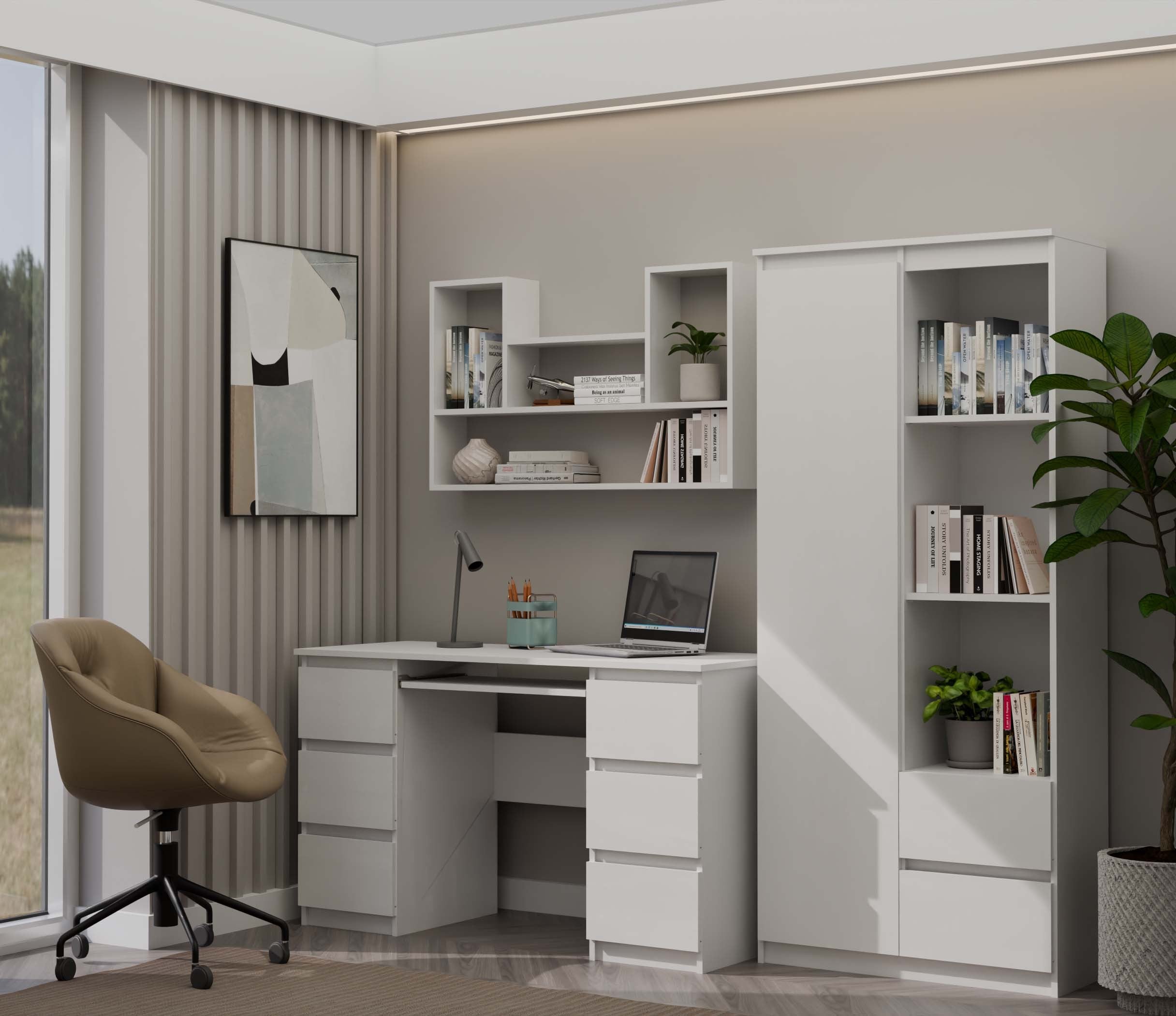 REGAŁ WISZĄCY ŚCIENNY PÓŁKI BILBAO 4P BIEL MAT