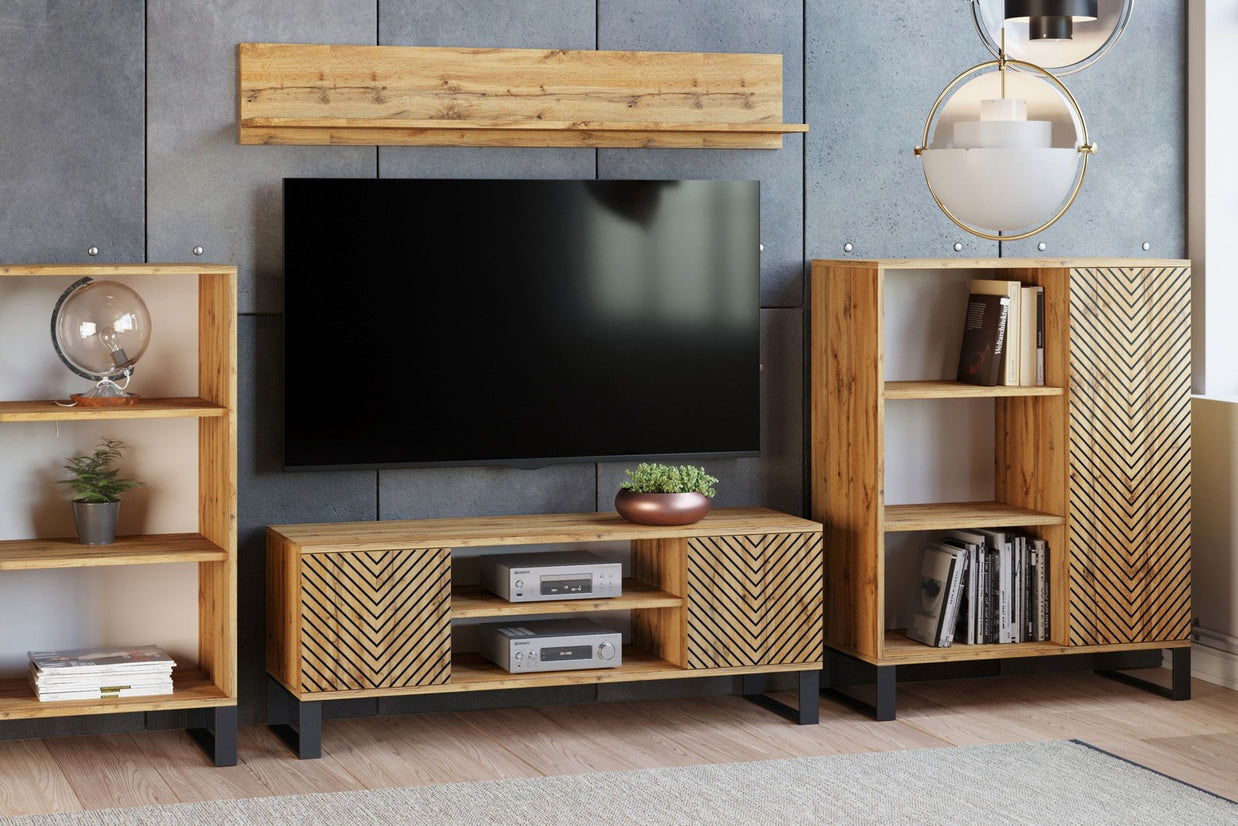 SZAFKA RTV FOCUS 135 cm – DĄB CRAFT/JODEŁKA