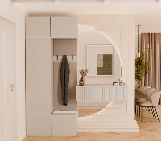 GARDEROBA HAGA II 1SZ1W KASZMIR BEŻ SZAFA + WIESZAK + SIEDZISKO