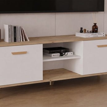 Szafka RTV OLYMPO 150 BIAŁA DĄB ARTISAN 150 CM Stolik Pod TV Telewizor